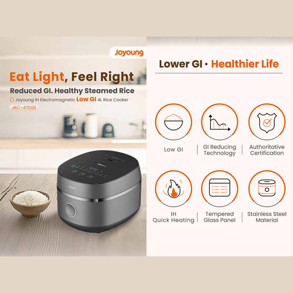 Joyoung 4L IH Electromagnetic Low GI Rice Cooker JRC-4TD01 | 11 Preset Menus | 12hrs Smart Schedule