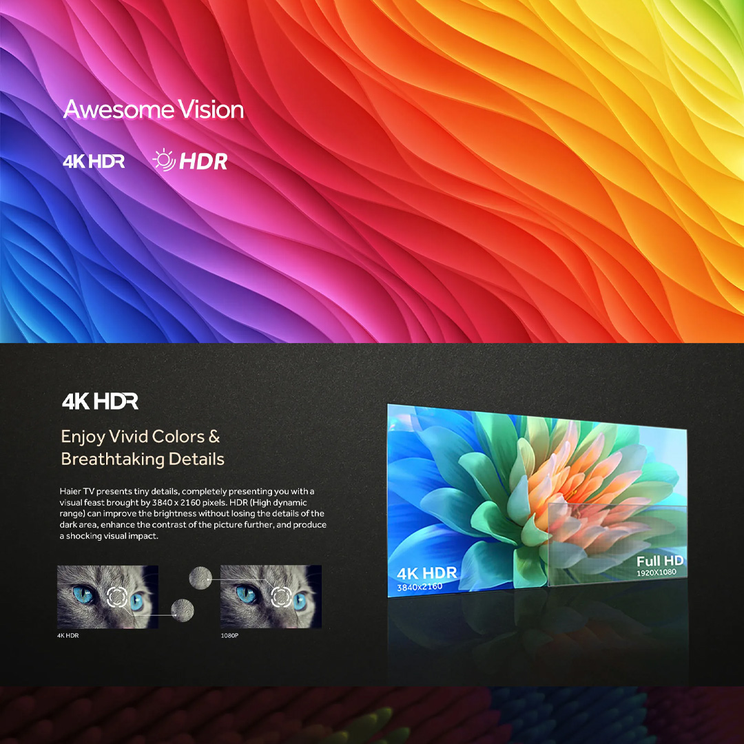 HAIER 50" /55" / 65" 4K HDR Google TV | H50K800UG / H55K800UG / H65K800UG | Awesome Vision | Natural Audio | One Touch | Google TV with 2 Year Warranty