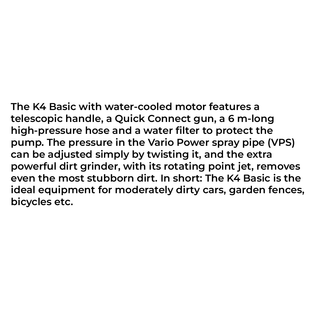 Karcher 130 Bar Pressure Washer K 4 Basic | High-Pressure Gun | High-Pressure Hose | Vario Power Jet | Quick Connect | Water Pressure with 1 Year Warranty