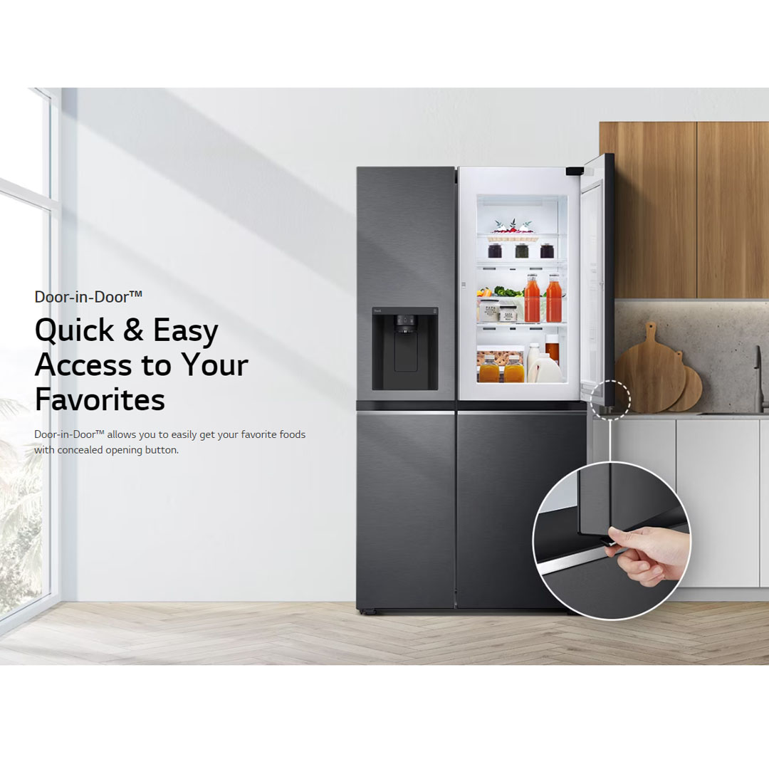 LG 635L Side by Side Smart Inverter Refrigerator Matte GC-J257SQNW | Remote Control | Smart Alert | DoorCooling+™ | LinearCooling™ | Exprese Cool | Refrigerator with 1 Year Warranty