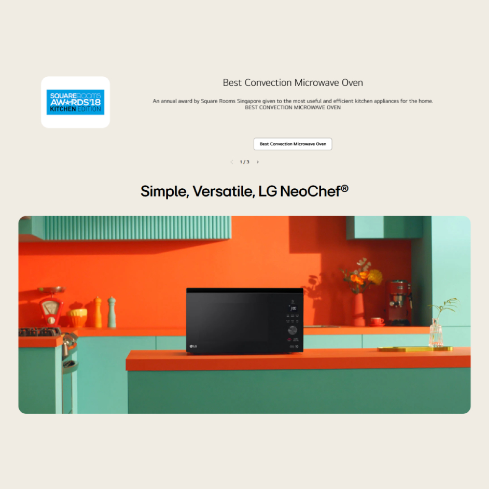 LG 39L NeoChef Smart Inverter Microwave Oven MJ3965BGS | Fast Cooking | LG Infrared Heating | Variety Cooking Functions | Easy Clean