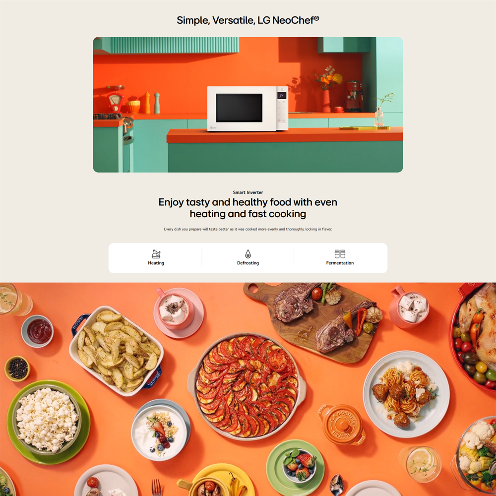 LG 25L NeoChef Smart Inverter Objet Solo Microwave Oven MS2535GIK | Auto Reheat | EasyClean™ Coating | Keep Warm