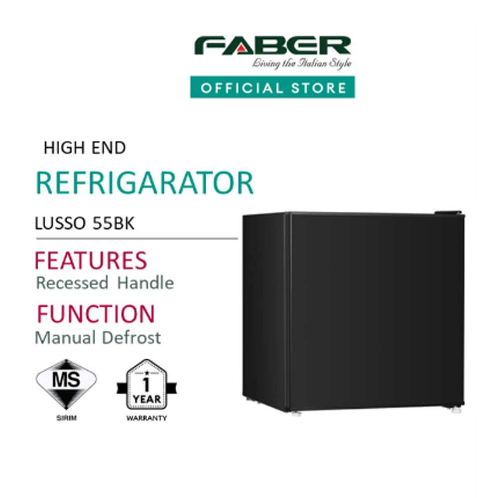 FABER 50L Minibar LUSSO 55BK | Manual Defrost | Adjustable leg | Recessed handle | 1  Year General Warranty   10 Year Motor Warranty