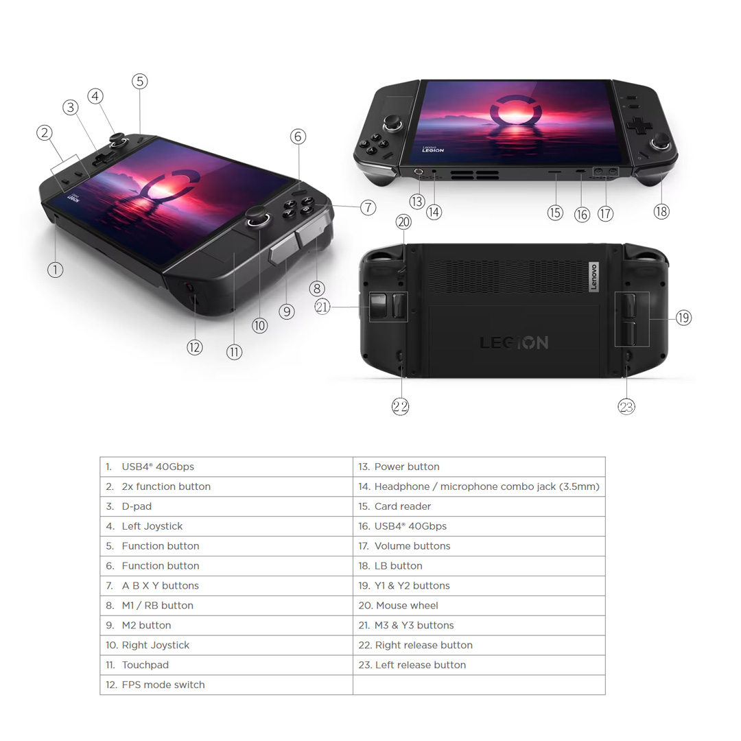 Lenovo 16GB+512GB Legion Eco-system Legion Go 8APU1 | Z1 Extreme Processor / Z1 Processor |  83E1001AMJ / 83E1001BMJ | 8.8-Inch | Windows® 11 Home | 49.2 Wh | Console with 3 Year Warranty