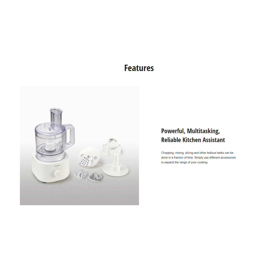 Panasonic 2.4L Food Processor MK-F310WSK | 5 Accessories for 18 Functions | High Low Pulse | Limited Size Hole | Food Processor with 1 Year Warranty