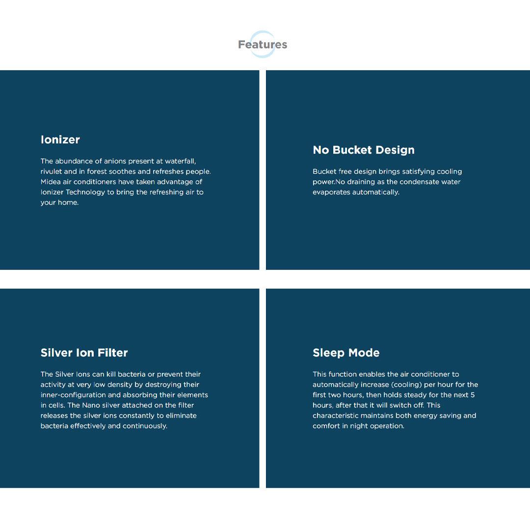 Midea 1.5HP R32 Portable Air Conditioner MPF-12CRN1 | Self Evaporative System | Sleep Mode | Self-Diagnosis | Auto-Protection | Ionizer | Portable Air Conditioner with 1 Year Warranty