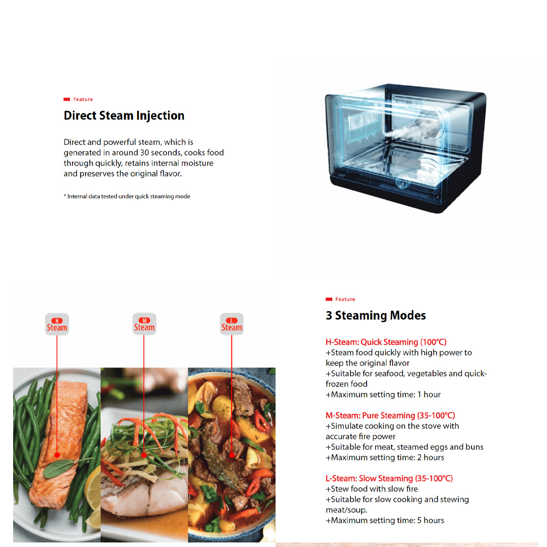 TOSHIBA 20L S1 Steam Oven MS1-TC20SF(BK) | 23 Auto Menu + 3 Cleaning Mode | Innovative Vapour-Loop System | Direct Steam Injection | 3 Steaming Modes | Steam Oven with 1 Year Warranty