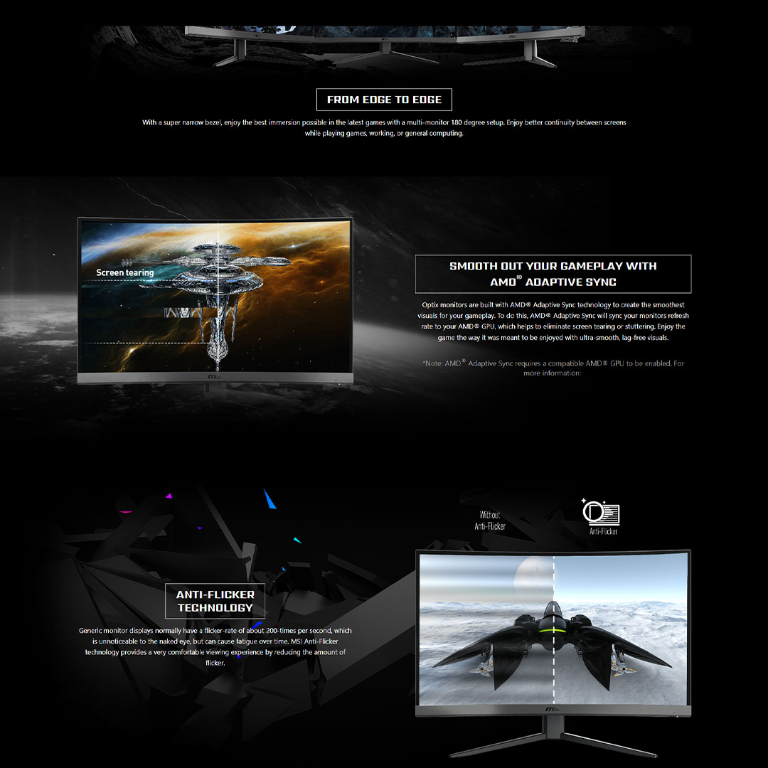 MSI Optix Curved Gaming Monitor G32C4X 31.5-inch | 250hz Refresh rate | 178 degrees of wide viewing angle | HDR technology | with 3 Years Warranty