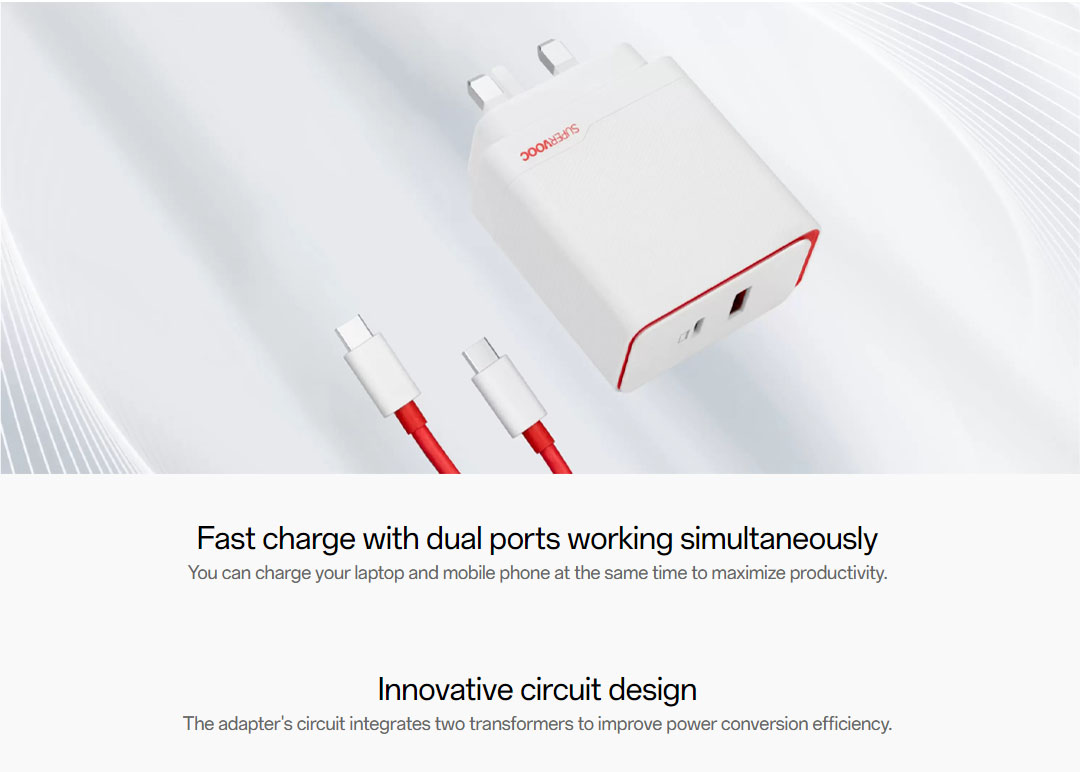 OnePlus 100W SUPERVOOC Power Adapter (Kit) VCBAOBYH | 5000mAh | Fast charge | Innovative circuit design | 11 levels of protection | Power Adapter with 1 Year Warranty