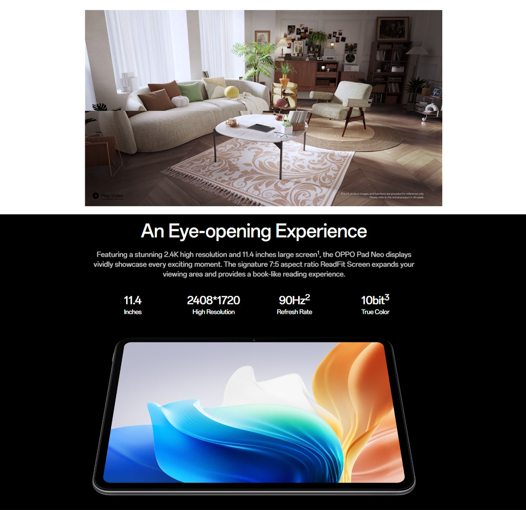 OPPO Pad Neo Wifi 6GB+128GB / Neo Lte 8GB+128GB | Super Battery, Super Energy | All-round Immersive Entertainment | Support 4G LTE | Tablet with 1 Year Warranty