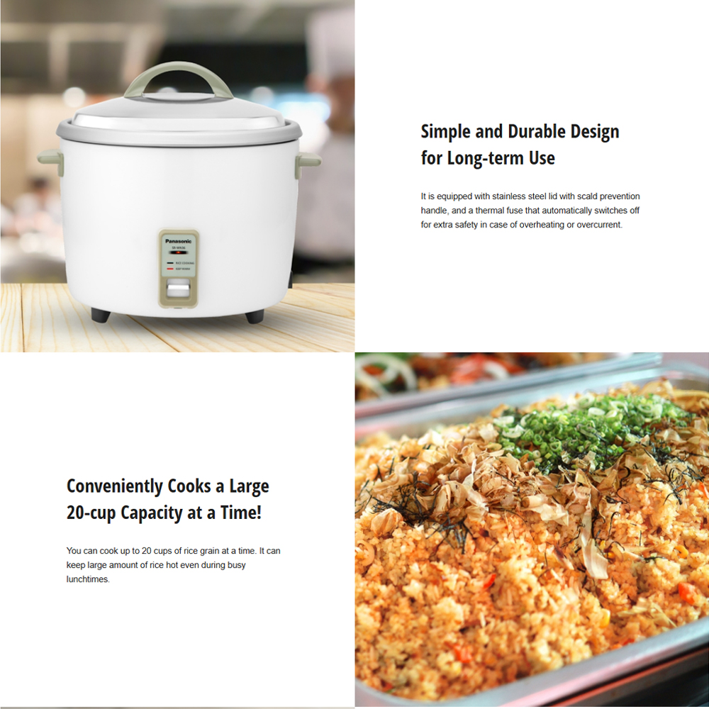 Panasonic 3.6L Conventional Rice Cooker SR-WN36WSWN | Keep Warm™ Function | Built-In Termal Fuse | Anodised Aluminium Inner Pan