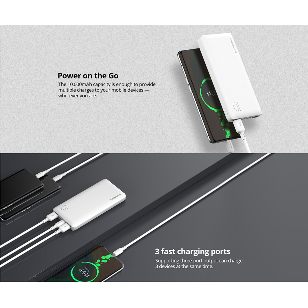 RIVERSONG 10000mAh Vision 10 Pro Ultra Compact Power Bank PB68 Pro | 3A Fully Compatible Fast Charging | 22.5W High Speed | Power Bank with 1 Year Warranty