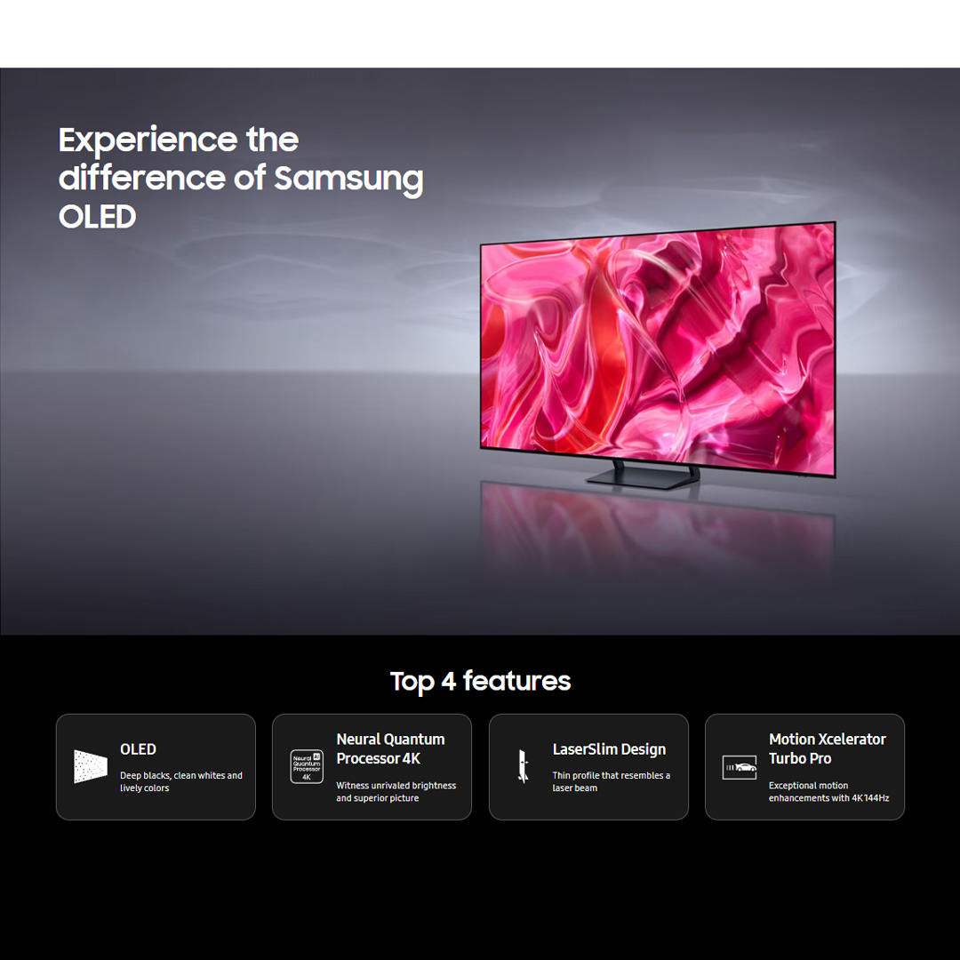 SAMSUNG 77" 4K UHD Smart OLED TV QA77S90CAKXXM | LaserSlim Design | Tizen™ Smart TV | App Casting | Web Browser | SmartThings | Smart TV with 2 Year Warranty