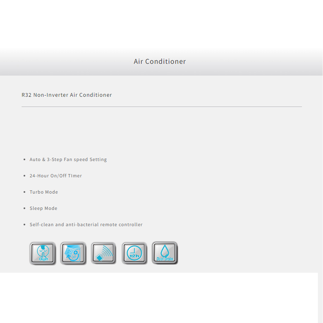 SHARP 1.0HP/1.5HP/2.0HP/2.5HP R32 Non-Inverter Wall Mount Air Conditioner | Auto & 3-Step Fan speed Setting | 24-Hour On/Off Timer | Turbo Mode | Sleep Mode | Air Conditioners with 1 Year Warranty