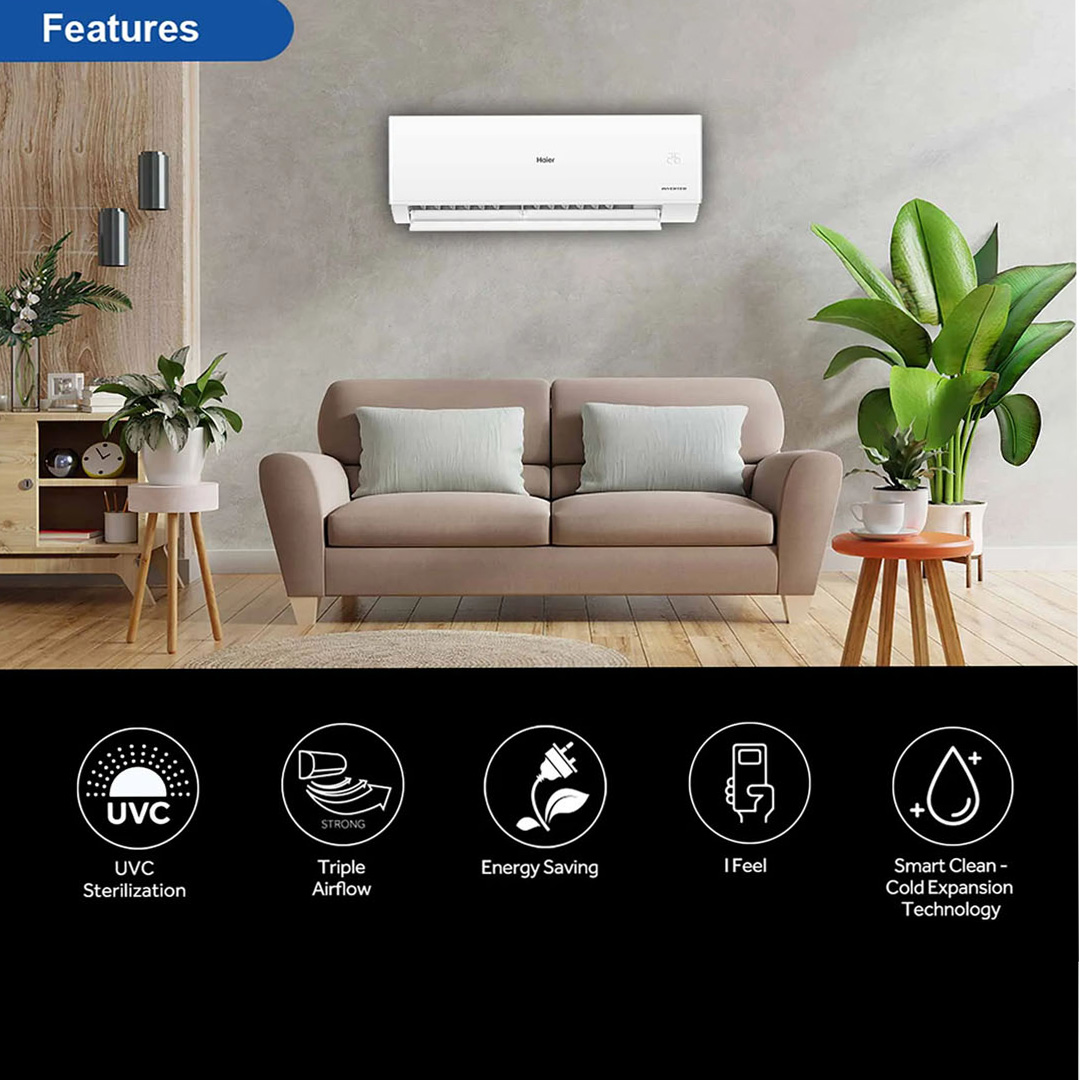 HAIER 1HP/1.5HP/2HP R32 Smart Inverter Wall Mount Air Conditioner HSU-10VQB22/HSU-13VQB22/HSU-19VQB22 | Eco Mode | Energy Saving | Triple Airflow | Smart Clean | Hyper PCB | Air Conditioner with 3 Year Warranty