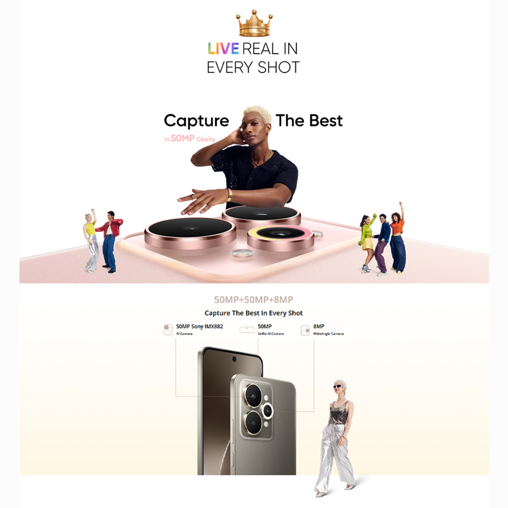 realme 15 5G 12GB+256GB | 50MP Camera | 6.8 inches, OLED | 7000mAh | Mediatek Dimensity 7300+ (4 nm) | Android 15, Realme UI 6.0