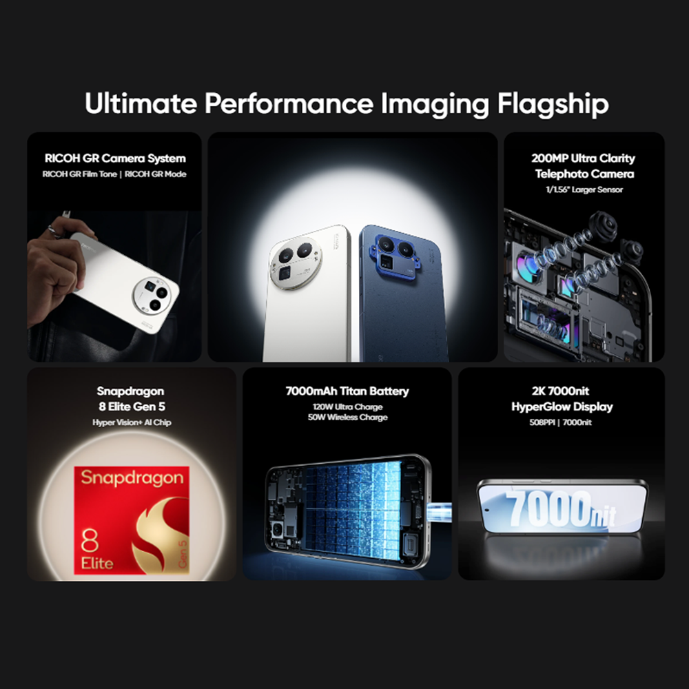 realme GT 8 Pro 16GB+512GB | 6.79 inches, AMOLED | 50MP Rear Camera | Qualcomm SM8850-AC Snapdragon 8 Elite Gen 5 (3 nm) | Li-Po 7000mAh