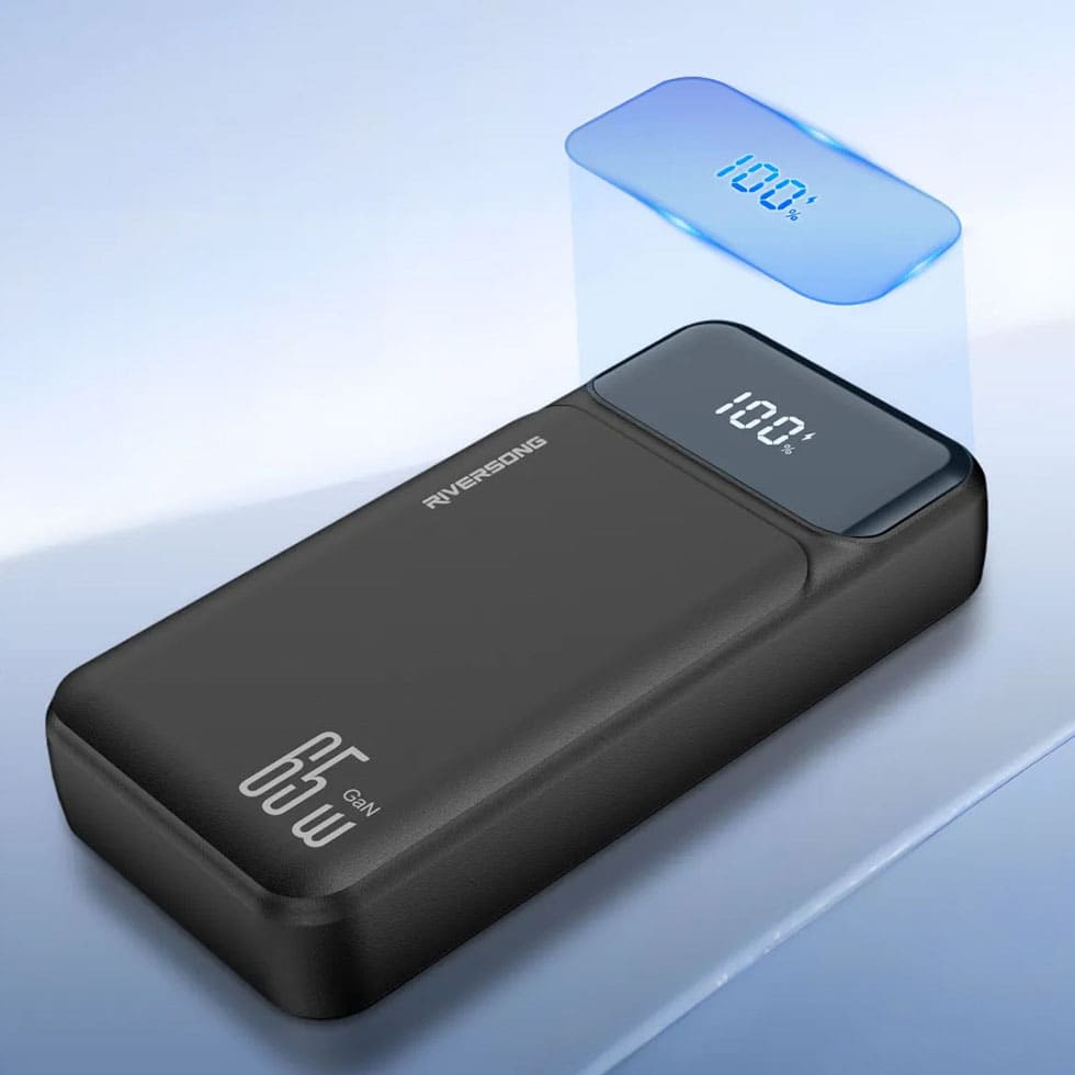 RIVERSONG 20000mAh Phantom 65 Pro | 64W Fast Charging | Wide Compatiblity | High Speed Laptop Power Bank | Power Bank with 1 Year Warranty