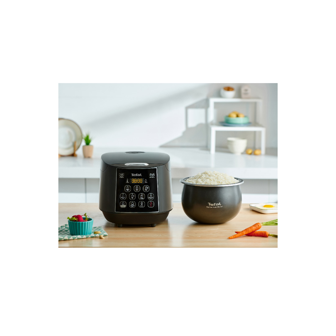 Tefal 1.8L Easy Rice Fuzzy Plus Logic Rice Cooker RK736B | 750W Power | Reheat | Control Panel | Display Timer | Rice Cooker with 2 Year Warranty