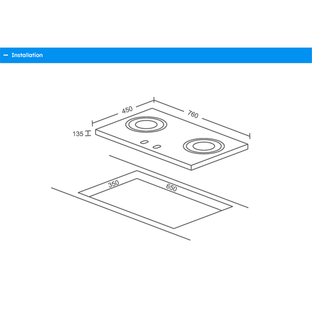 ROBAM 2 Burners Vigour Series Built-In High Flame Gas Hob Black SRB-B276 | With Safety Device | Cast Iron Stand | High Quality Tempered Glass