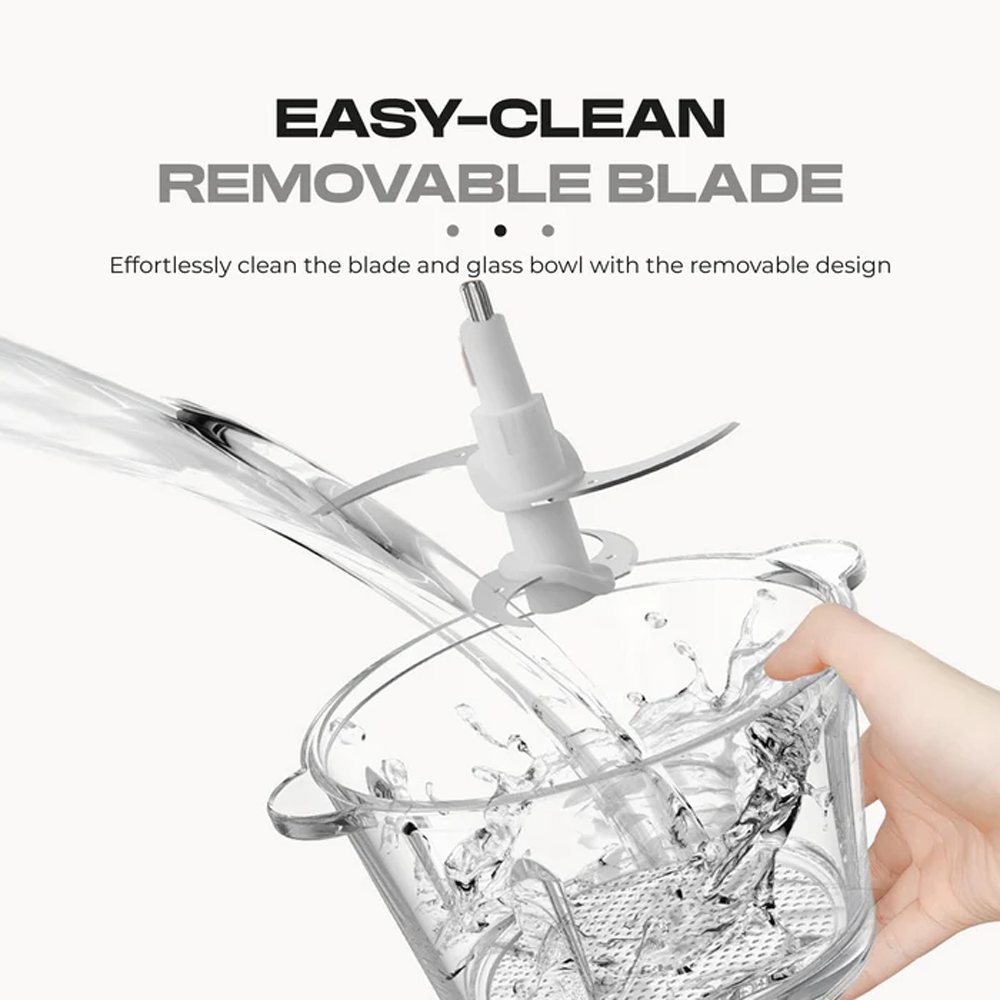 Russell Taylors 2L Glass Bowl Food Chopper FC2 | 2 Layers 304 Stainless Steel Blades | 2L Glass Chopper Bowl | 300W Powerful Motor | 2 -Speed Control