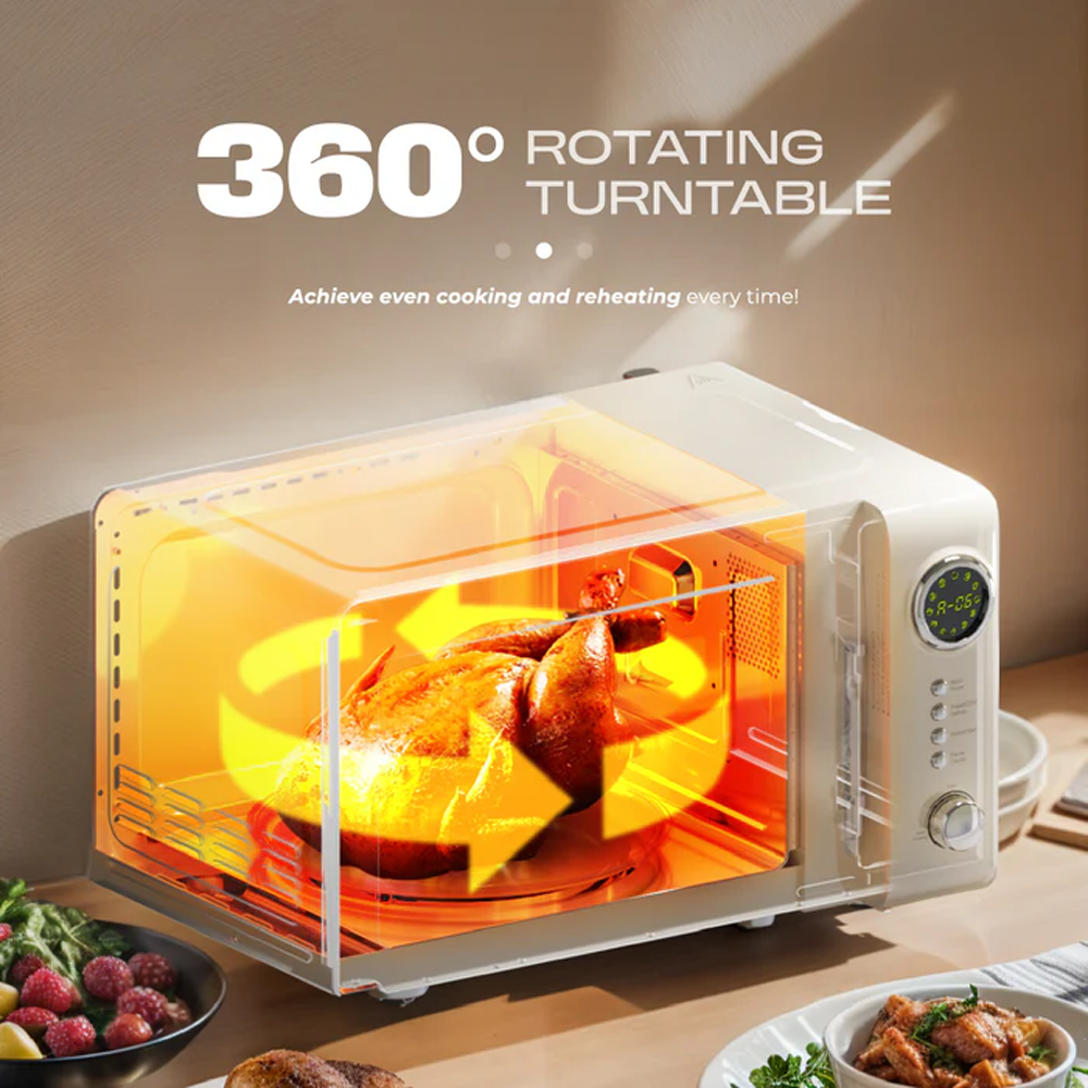 Russell Taylors 20L Retro Microwave Oven M2 | 12 Preset Programs | Quick Defrosting | Adjustable Power & Timer