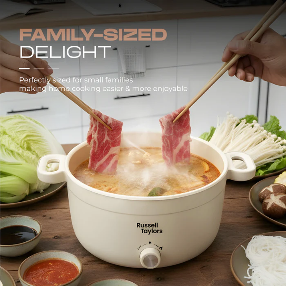 Russell Taylors 4.4L Multi Cooker with Steamer MC8 | 1000W | Compact Cooking Delight | Ceramic Non-Stick Coating