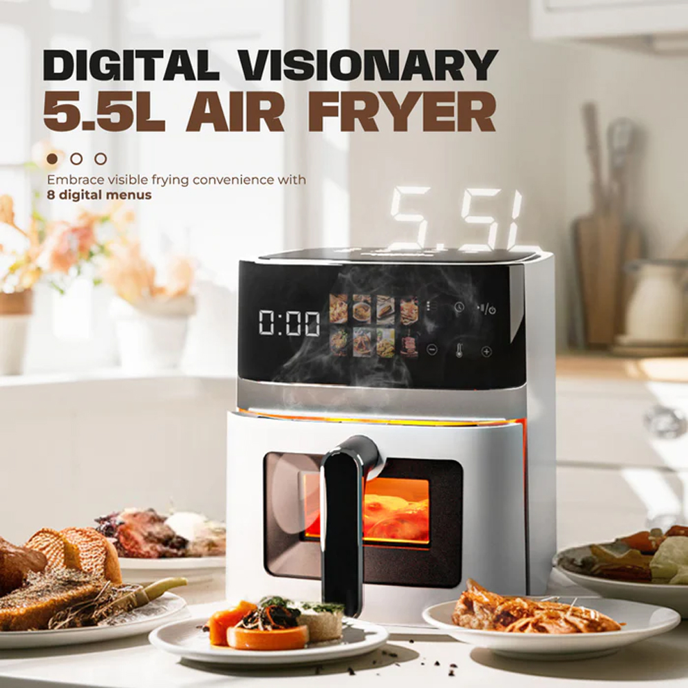 Russell Taylors 5.5L 3D Visionary Digital Air Fryer Z5i | 360° Rapid Air Circulation Technology | Digital Controller