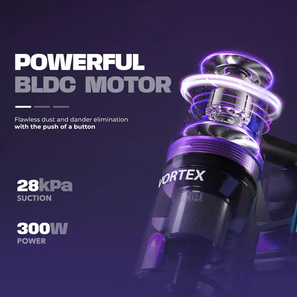 Russell Taylors 300W Cordless Vacuum Cleaner BLDC Motor X2 | Powerful BLDC Motor | 4 Cleaning Mode | Soft Velvet Roller Brush