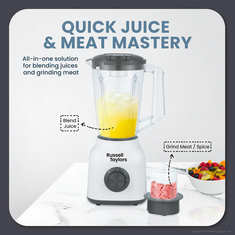 Russell Taylors 1.5L Power Blender with Dry Mill TB2 | Quick Juice & Meat Mystery | 1500ml Food Grade Jar | 300W Powerful Motor