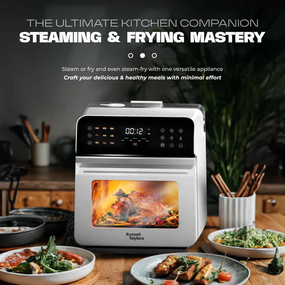 Russell Taylors 10.5L Steam & Fry Mastery Steam Oven Z11 | 3-in-1 Air Fryer/ Oven + Steamer + Steam Frying | Self-Cleaning Steam Technology