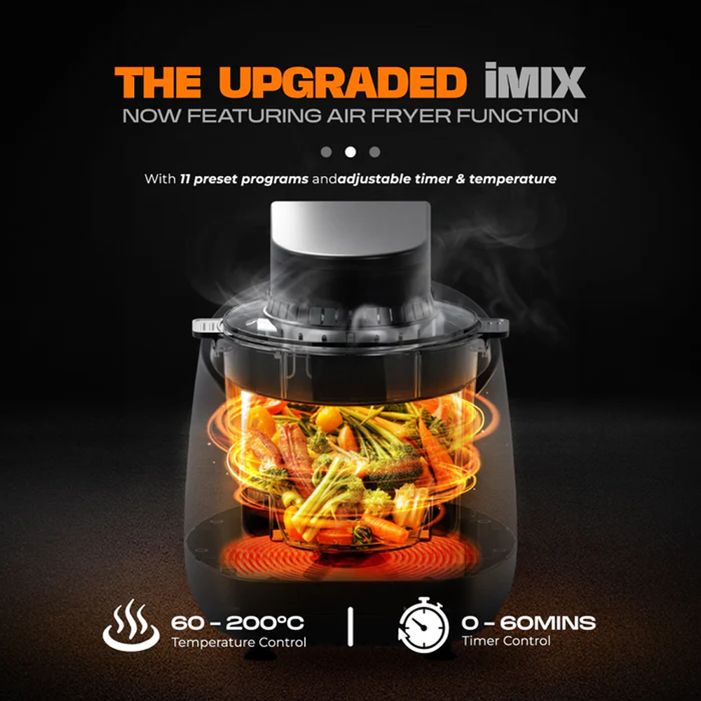 Russell Taylors 3L iMix Pro Smart Cooker with Air Fryer Automatic Cooking Robot i5 PRO | 1400W | 8 Programs Offering | 200+ Recipes | Self-Cleaning Mode