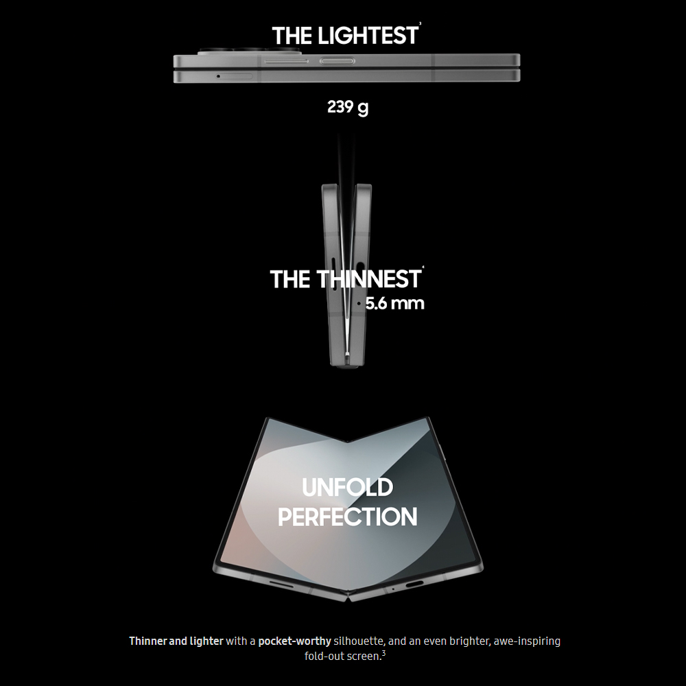 SAMSUNG Galaxy Z Fold6 | Qualcomm SM8550-AC Snapdragon 8 Gen 3 (4 nm) | Nano-SIM and eSIM | 5G