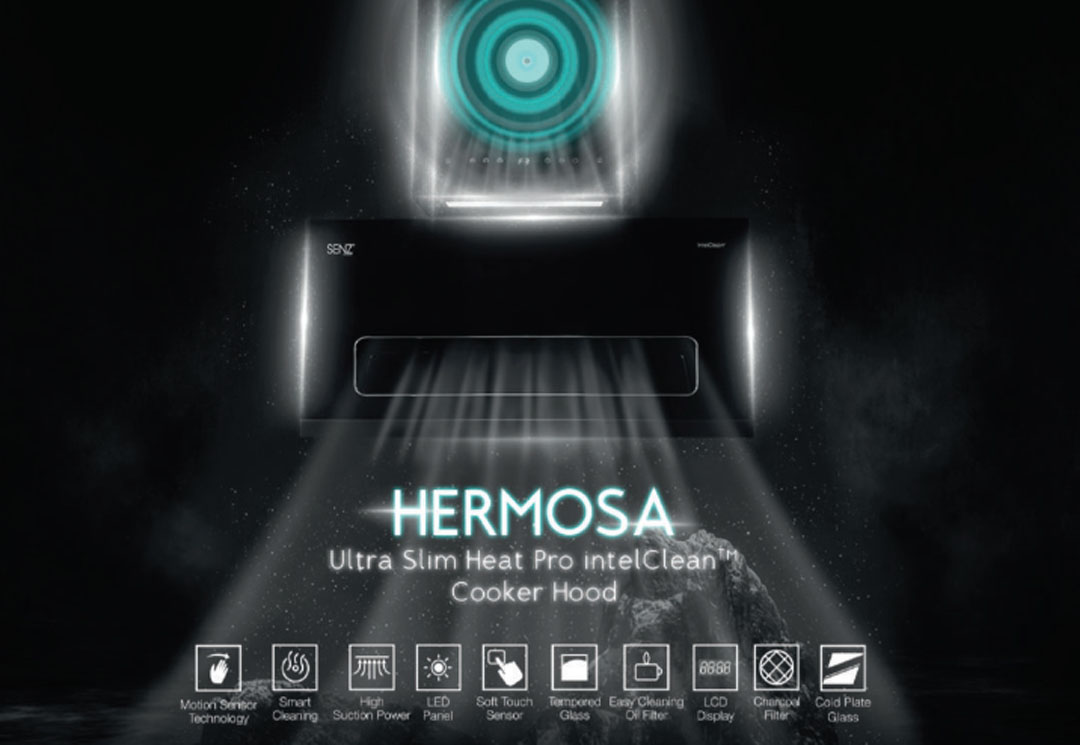 SENZ Heat Pro interClean Cooker Hood SZ-CH3288AC / SZ-CH8380AC / SZ-CH9050AC | Motion Sensor Technology | Smart Cleaning | LED Lamp | Cooker Hood with 1 Year Warranty