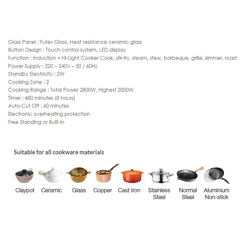 SENZ 2 Burners 2 in 1 Tri-Ringz Smart Cooker | SZ-Ri3200i | Heat resistance ceramic glass | Auto-Cut Off | Electronic overheating protection