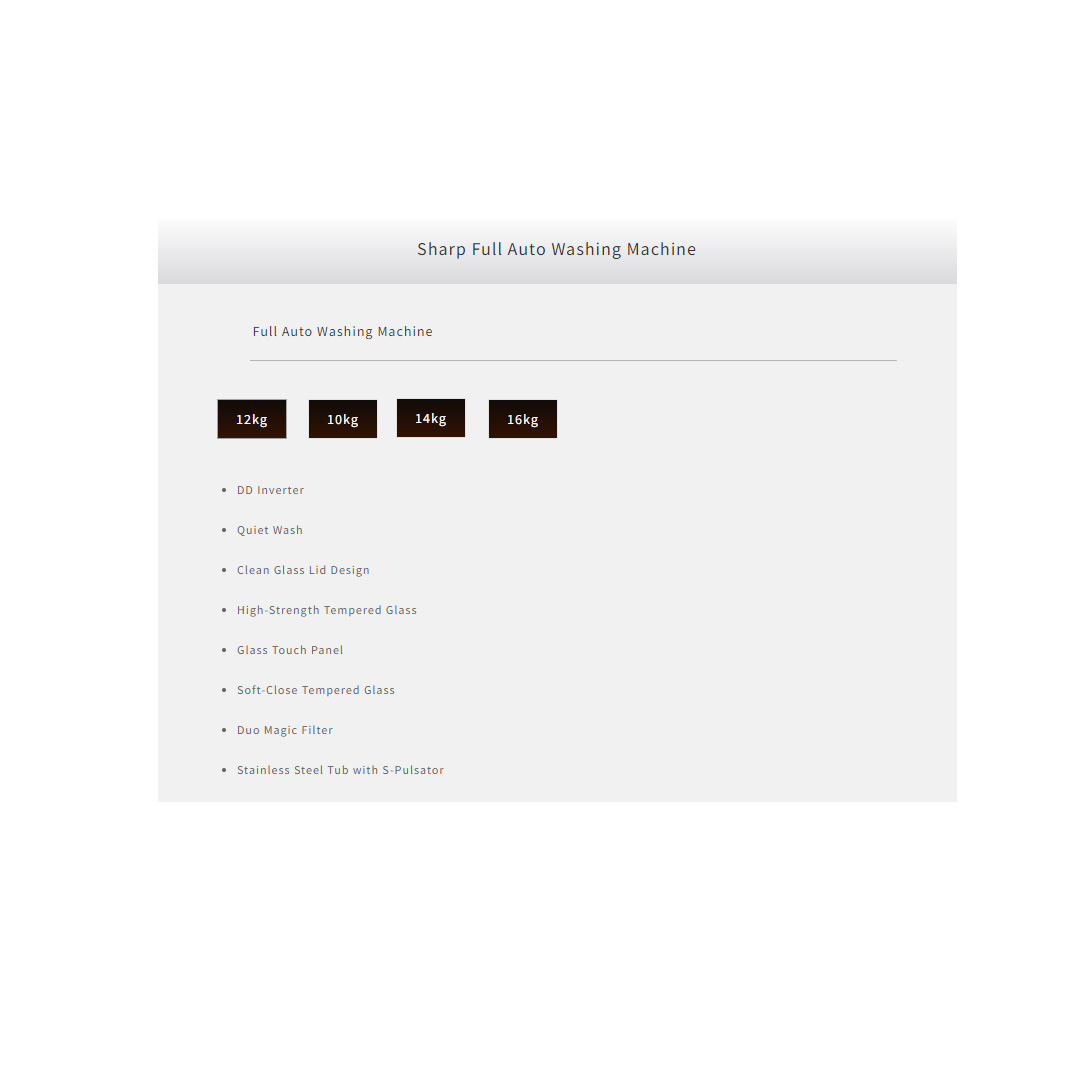 SHARP 10KG/12KG/14KG/16KG Top Load DD Inverter Washing Machine | Quiet Wash | Child Lock | Glass Touch Panel | S-Pulsator | Magic Filter | Auto Tub Clean | LED Digit | Washing Machine with 2 Year Warranty