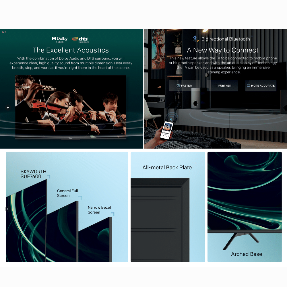 SKYWORTH 55" 4K UHD Google LED TV 55SUE7700 | Chameleon Extreme 2.0 | HDR10 & HLG | Eye Protection