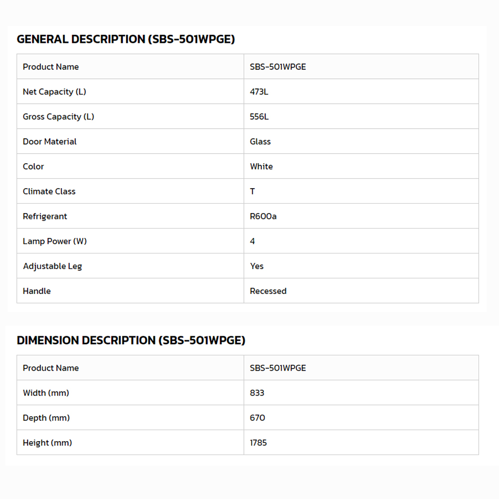 SKYWORTH 556L Side by Side ProSilent Inverter Refrigerator SBS-501WP / SBS-501WPGE | Multi Flow | Nano Ag+ Filter