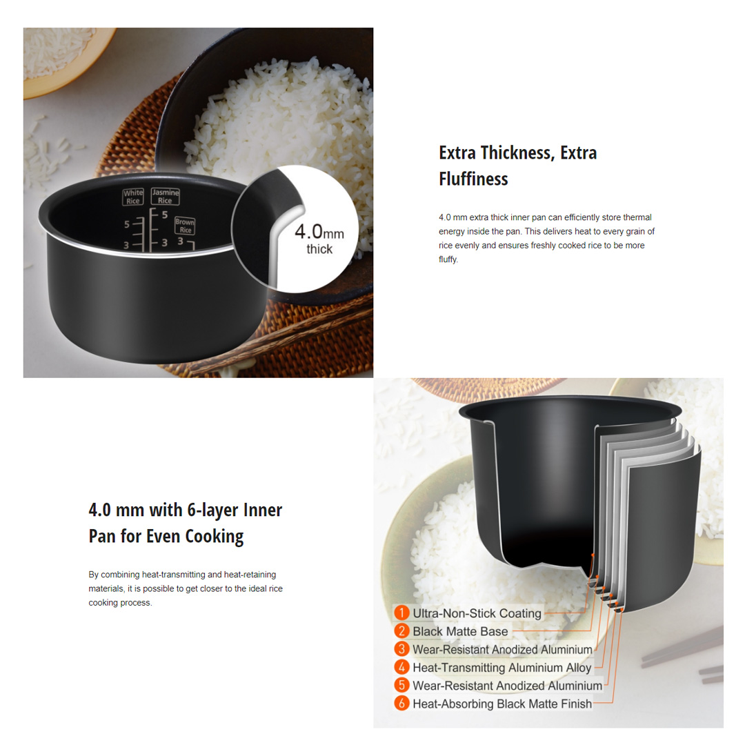 Panasonic 1.8L Microcomputer Jar Rice Cooker SR-CP188NSK | 4.0 mm with 6-layer Inner Pan | 6 Auto Menus | Keep Warm Function | Rice Cooker with 1 Year Warranty