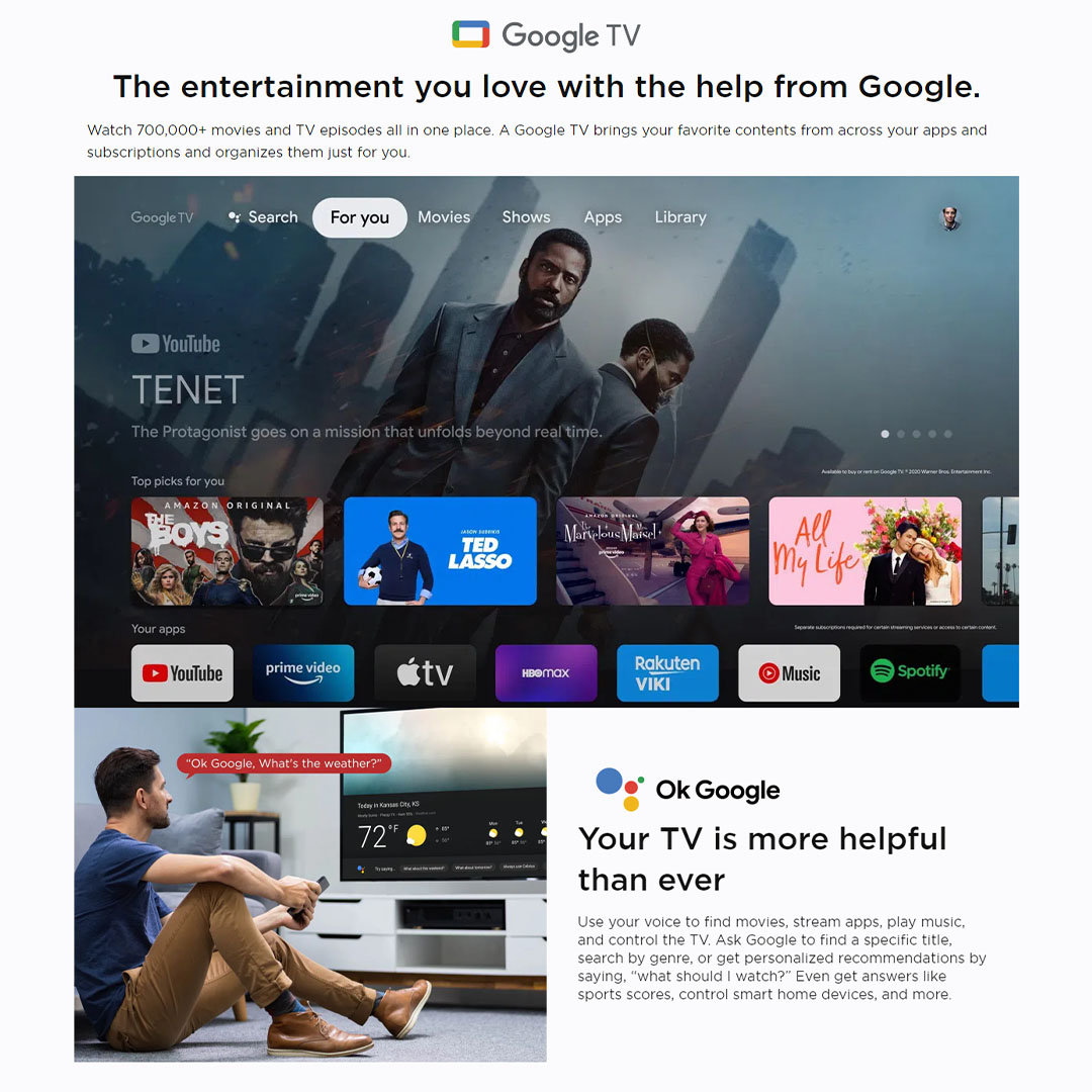 TCL 65" 4K HDR Google TV 65P637 | Dynamic Color Enhancement | AIPQ 2.0 | DTV EPG(without IP EPG) | Smart TV with 2 Year Warranty