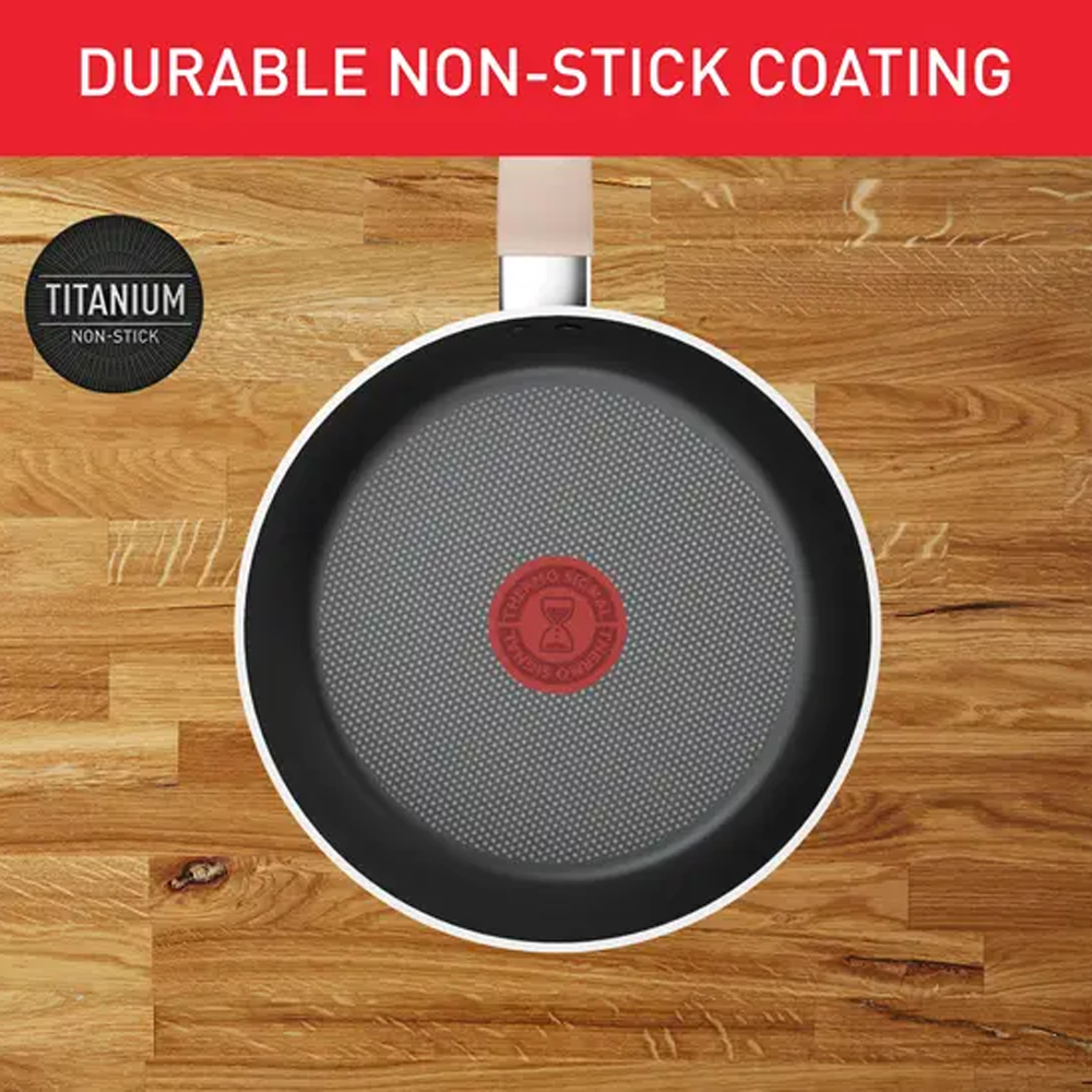 [2-Piece Set] Tefal 20cm/28cm wok frypan Daisy 2-Piece Cookware Set G167S295 | Perfect Searing Thermo-Signal | Titanium Resistant Non Stick Coating | Safe Non-Stick