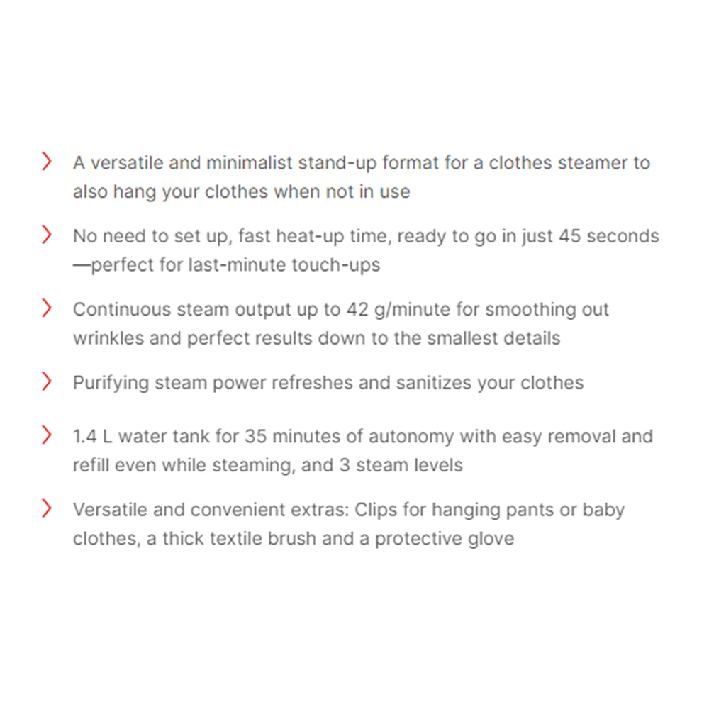 Tefal 2000W Origin Home Clothes Steamer IT3280 | 3 Steam Levels |  1.4L Water Tank | 45 Seconds To Complete Heating