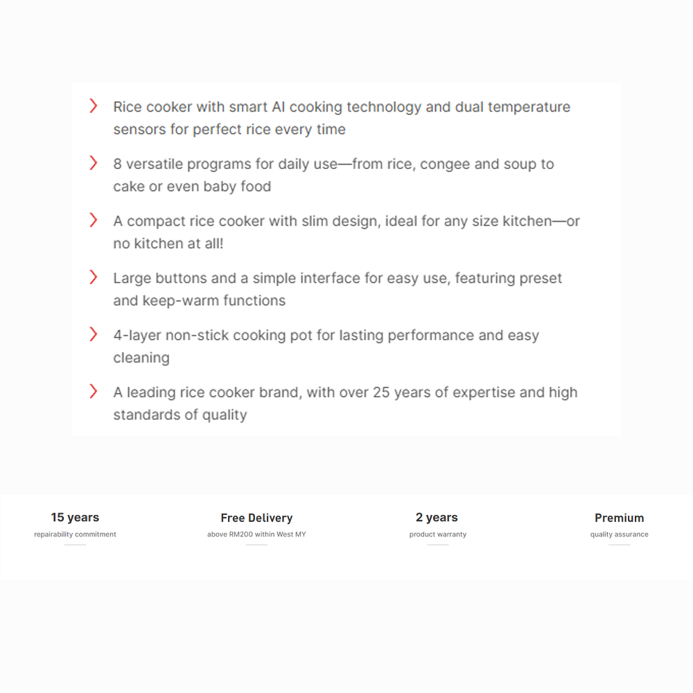 Tefal 0.7L Mini Fuzzy Logic Rice Cooker RK5151 | AI Smart Cooking | 8 versatile programs | 4-layer non-stick cooking pot