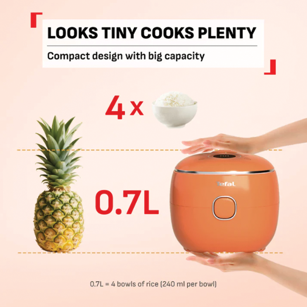 Tefal 0.7L POP Rice Cooker RK535 (periuk nasi) | Digital Smart Cooking Technology | 8 Cooking Programs | 1.5 mm non-stick pot