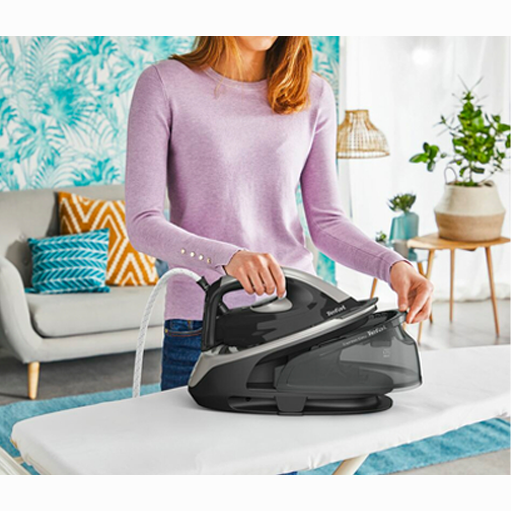 Tefal 2200W Express Easy Steam Generator Iron SV6140 | 6 bar pump | Vertical steaming feature | Ceramic Xpress Glide soleplate | Eco mode