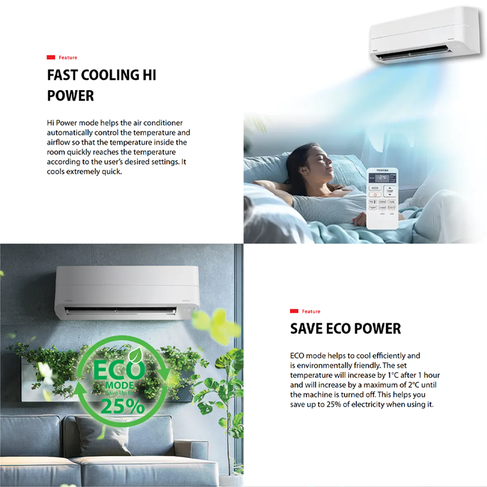 TOSHIBA 1/1.5/2/2.5HPR32 Inverter Air Conditioner B2KCV2G-M | HI Power Fast Cooling | Ultra Pure Air Purification | Save Eco Power