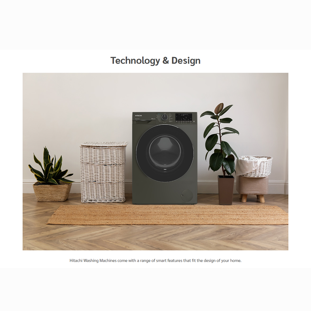 Hitachi 9/ 10KG Front Load Inverter Steam & Hygiene Washing Machine BD-90YFVEM / BD-100XFVEADM | Steam & Hygience Programme | Efficient Inverter Motor | 15 Preset Programmes