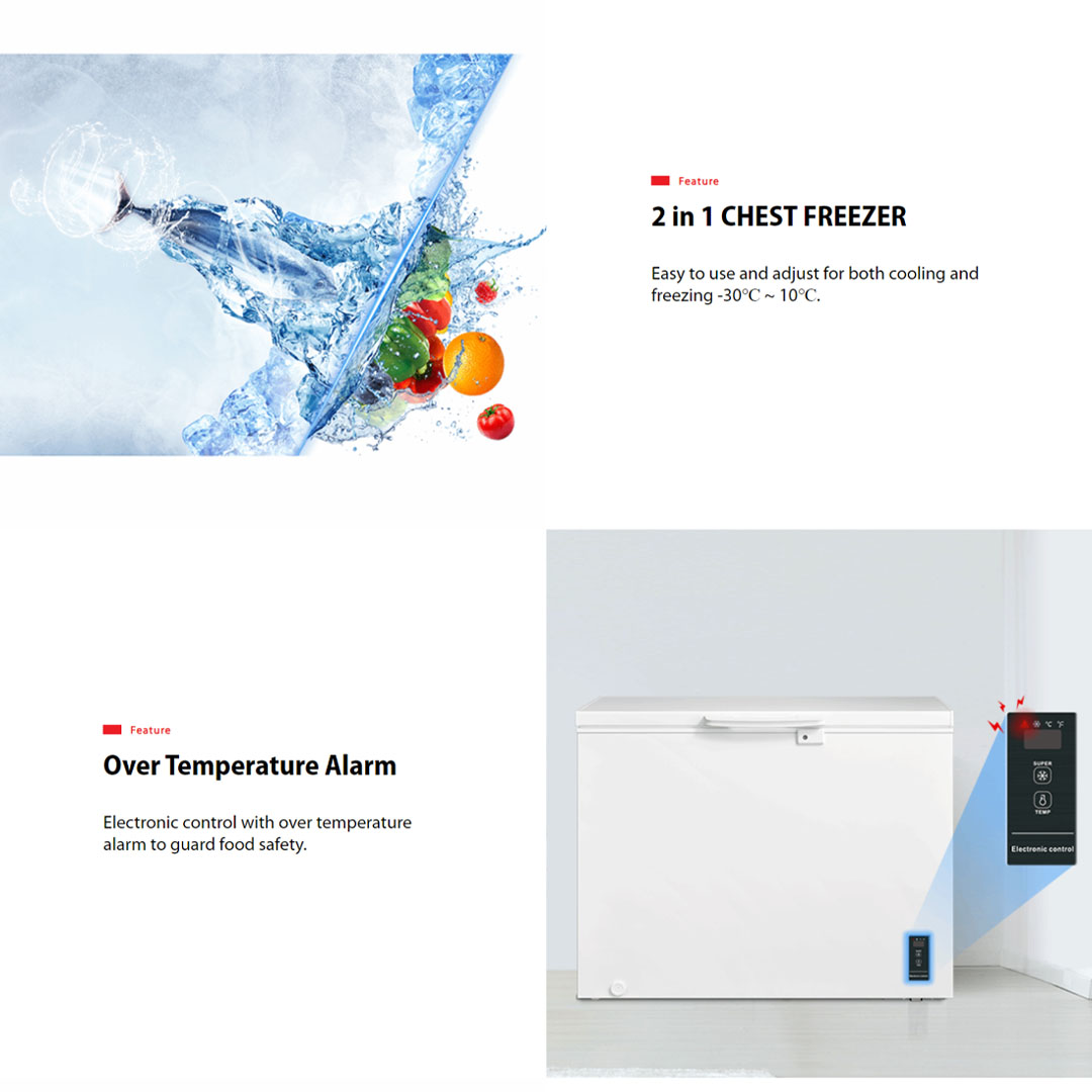 TOSHIBA 390L Chest Freezer GR-RC390CE-DMY(01) | Quiet & Slim Hinge | 2 in 1 CHEST FREEZER | D Freezing Tube | Freezer with 1 Year Warranty
