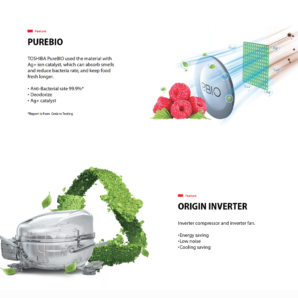 TOSHIBA 580L Multi Doors Origin Inverter IoT Refrigerator GR-RF608WI-PMY(06) | Smart Control | Moisture & Flexible Zone