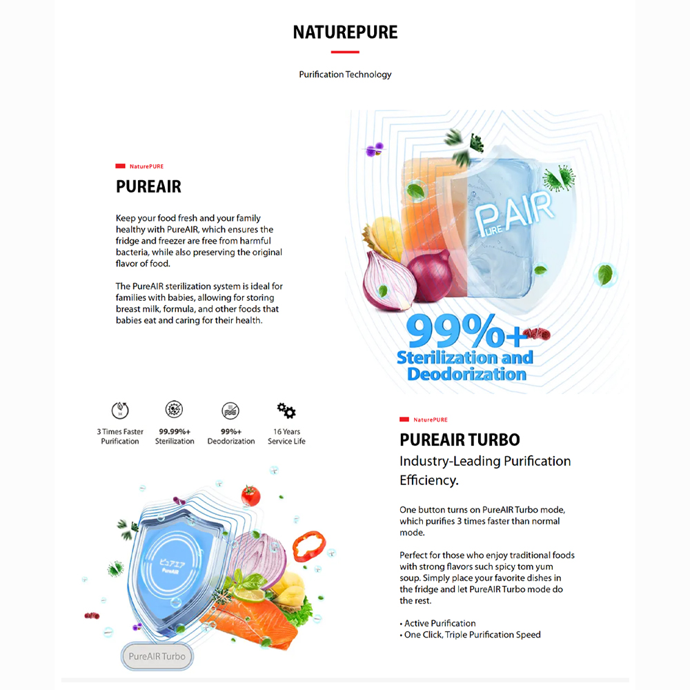 TOSHIBA 820L NaturePURE Multi Doors Origin Inverter Refrigerator GR-RF900WI-PMY(06) | NaturePURE | Roomy Storage | Extra Fresh